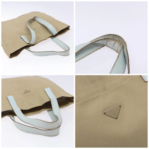 PRADA Tote Bag Canvas Beige Auth 137463 - Picture 16 of 16